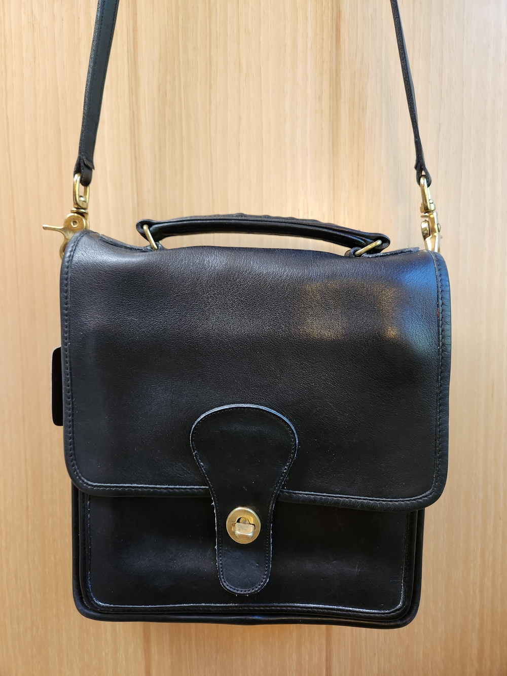 Vtg 1991 Coach Station Bag 5130 Black Leather Crossbody Original Owner